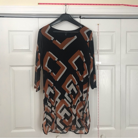 NWT Alfani long-sleeved tunic/ XL/ Multi-colored/ sheer w/ lining/ minor flaw - Picture 4 of 13